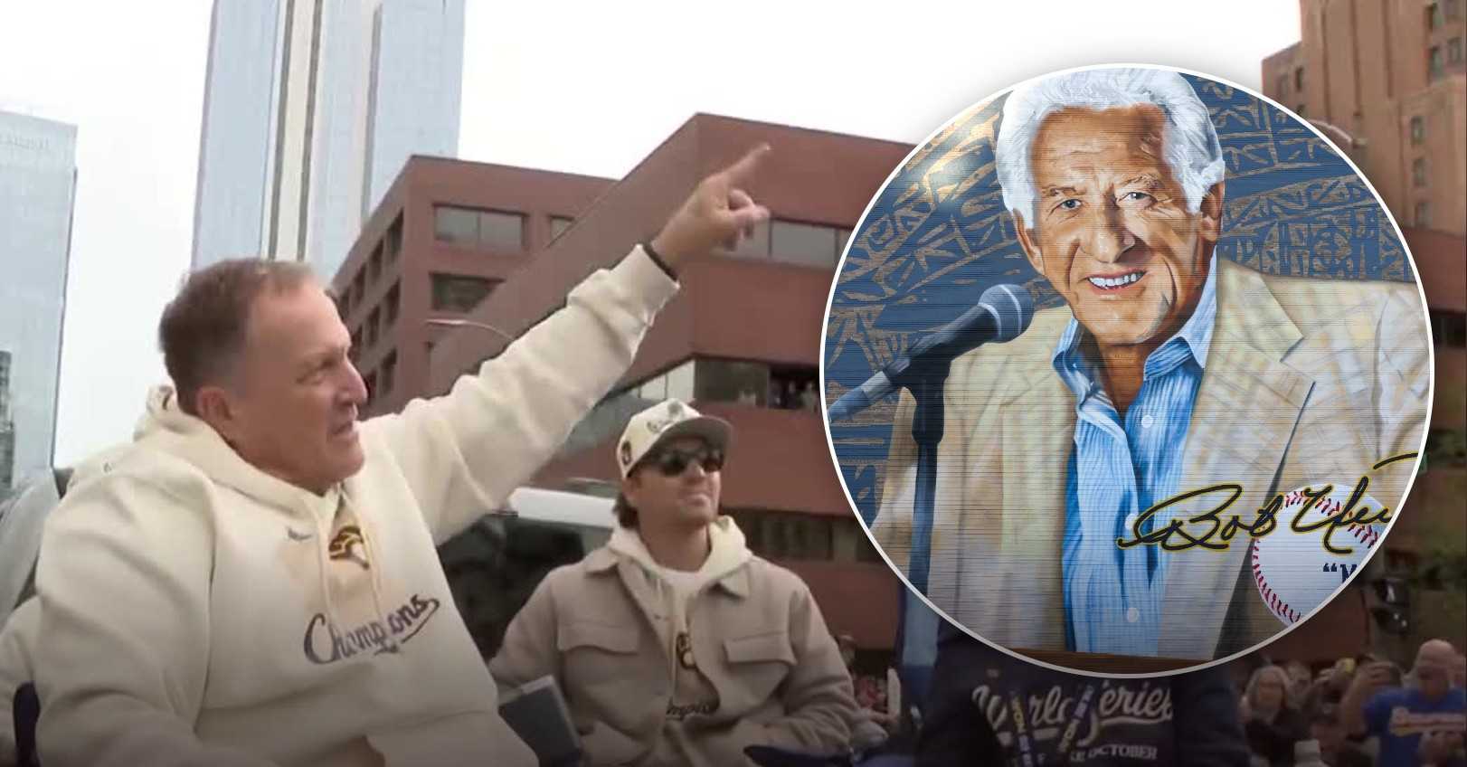 WATCH: Pat Murphy points to Bob Uecker mural during 2026 Brewers World Series Parade — WISN 12 Milwaukee